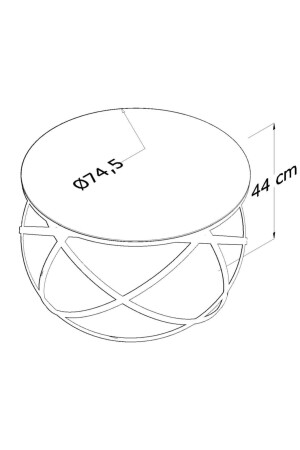 Planet Couchtisch, goldfarbenes Metallbein, schwarzer unzerbrechlicher Spiegel KOS1 - 5