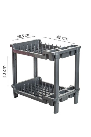 Plastik Bulaşık Sepeti - Kaşıklık Bölmeli Tezgah Üstü 2 Katlı Bulaşıklık Tabaklık - 3