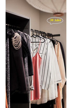 Plastik Elbise Askısı Fular Askısı Gömlek Tişört Askısı Kırılmaz 30 Adetli Set Siyah 30lu Siyah lwelbiseaski30lu - 3
