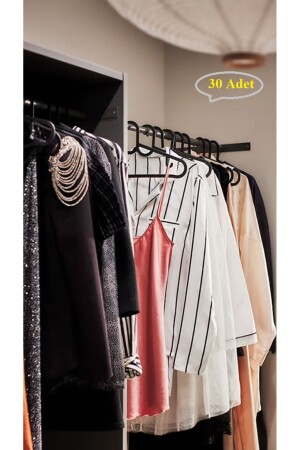 Plastik Elbise Askısı Fular Askısı Gömlek Tişört Askısı Kırılmaz 30 Adetli Set Siyah 30lu Siyah - 2