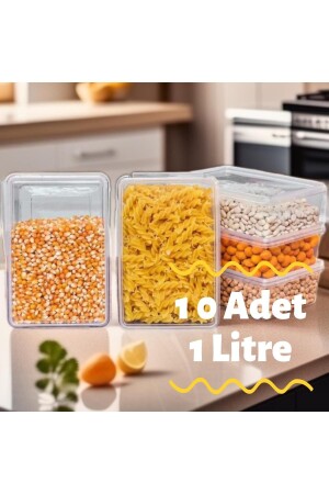 Plastik Kendinden Kilitli- Kapaklı Saklama Kabı Gıda&Yemek&Derin Dondurucu 1 Litre 10 Adet - 1