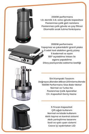 Platinium Antrasit Avantajlı Elektronik Evlilik Paketi Elektrikli Mutfak Çeyiz Seti BY5714AN - 6