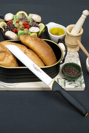 Platinum Serisi Mutfak Bıçak Seti Tırtıklı Ekmek Bıçağı 31 Cm. Kaymaz Silikon Sap Set397 - 1