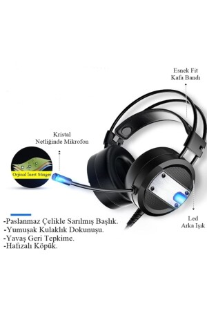 Player A10 Headset Professional 7 mit USB-Anschluss. 1-Kanal-Mikrofon Gaming beleuchtetes RGB On-Ear RDNKLKA10T - 6