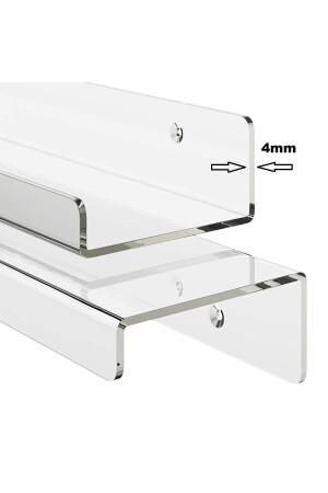 Pleksi Raf Şeffaf (en:45cm) X 10cm (genişlik) 4mm Pleksiden Üretilir - Nobell