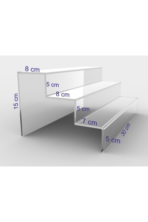 Plexi Transparenter Leiter-Ausstellungsständer 3 Ebenen 30 cm CNNSMRDVN330 - 3