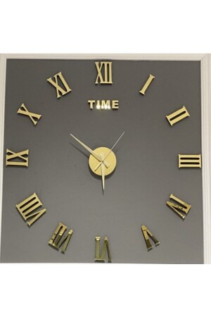 Plexiglas-Bauchwanduhr, große 3D-Wanduhr mit römischen Ziffern, Gold - 3