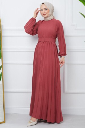 Plissee-Aerobin-Kleid mit Gürtel, Dusty Rose HM2339 - 1