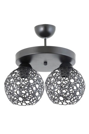 MNZ-Plofonyer Seljuk Motif Model Retro Rustic Chandelier LMBDR3534BLKYUV - Lambadar