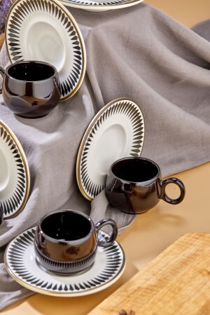 Plump Prime 12-teiliges Luxe-Keramik-Set mit 6 schwarzen Kaffeetassen – türkische Kaffeetasse - 7