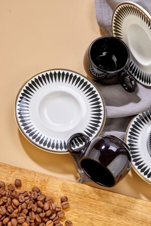 Plump Prime 12-teiliges Luxe-Keramik-Set mit 6 schwarzen Kaffeetassen – türkische Kaffeetasse - 9