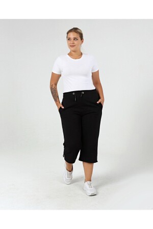 Plus-Size-Capri mit Spitzentaille und Schlitzdetail - 1