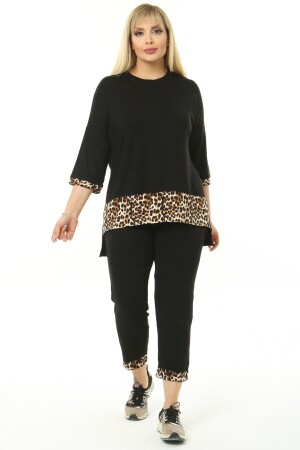 Plus-Size-Capri-Set mit schwarzem Leopardenmuster - 1