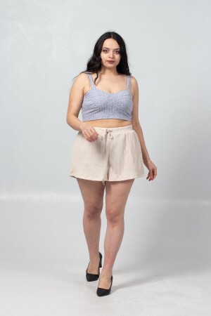 Plus Size Damenbekleidung Shorts aus Kreppstoff Mehrfarbig Kş020 - 1