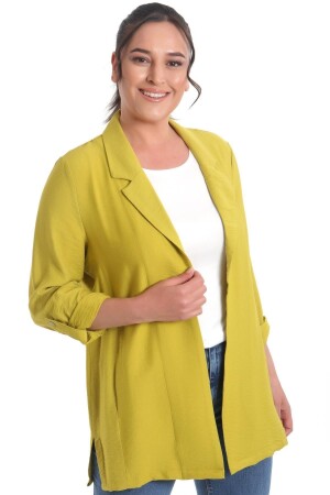 Plus-Size-Jacke in Pistaziengrün mit zweireihigem Kragen - 1