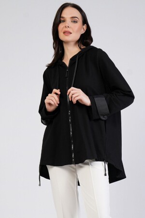 Plus-Size-Jacke mit Kapuze und Reißverschluss - 1