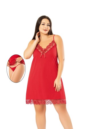 Plus Size (OVERSIZED) Kurzes Nachthemd mit Trägern - 1