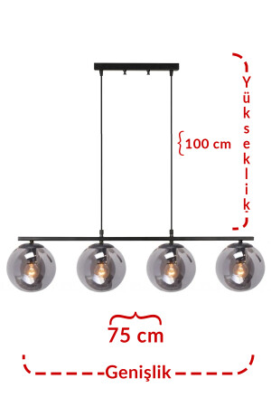 Poki Modern Yemek Masası, Oturma Grubu, 4'lü Füme Camlı Avize poki - 4