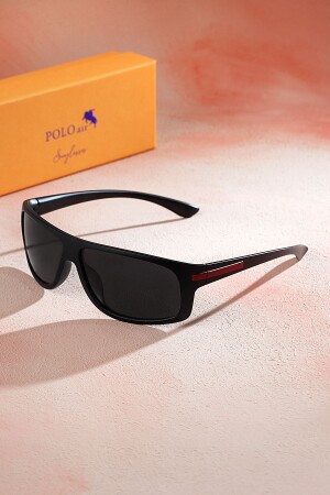 Polarisierte Biker-Sonnenbrille für Herren, glänzend schwarz, PLG-2073C - 1