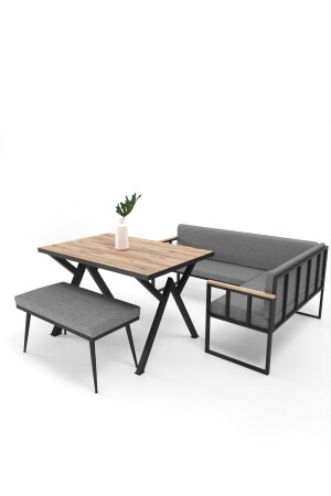 Polen Mutfak Köşesi Takımı Minderli Gri - Wood House