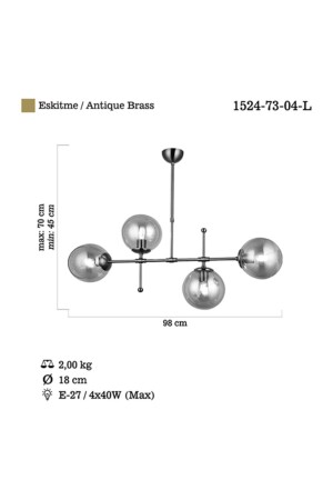 Polıno 4 Lu Antik Lak Sıralı Avıze 4xe27 1524-7-04-L - 7