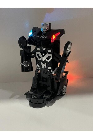 Polis Transformers Arabası Işıklı Sesli Kendinden Robota Dönüşebilen Çarp Dön Araba 25 cm - 1