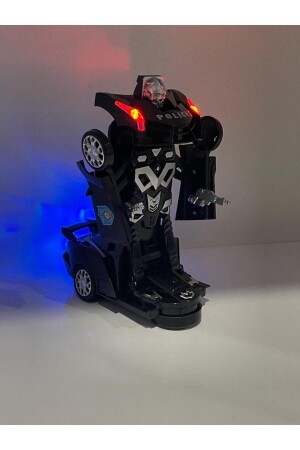 Polis Transformers Arabası Işıklı Sesli Kendinden Robota Dönüşebilen Çarp Dön Araba 25 cm - 2