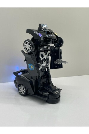 Polis Transformers Arabası Işıklı Sesli Kendinden Robota Dönüşebilen Çarp Dön Araba 25 cm - 6