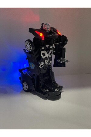 Polizei-Transformers-Auto mit Lichtern, Geräuschen und verwandelt sich in ein Dreh- und Drehroboter-Auto, 25 cm - 3