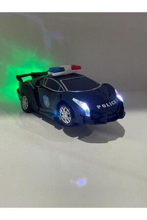 Polizei-Transformers-Auto mit Lichtern, Geräuschen und verwandelt sich in ein Dreh- und Drehroboter-Auto, 25 cm - 5