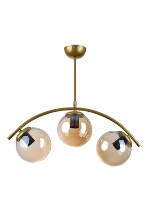 Polo Modern Tasarım Salon Mutfak Yatak Odası Eskitme Renk Bal Camlı 3 Lü Avize MLİ19 - Modavize