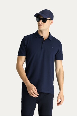 Polo Yaka Regular Fit Nakışlı Pamuk Tişört - 1