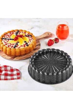 Polochef Granit Döküm Tart Kek Kalıbı Siyah 26 Cm GMB060 - 1