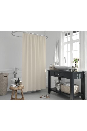 Polyester Stoff Creme Farbe Badezimmer Vorhang Inländische Produktion Duschvorhang Aufhänger Halterung Kunststoff C-Ring Geschenk - 1