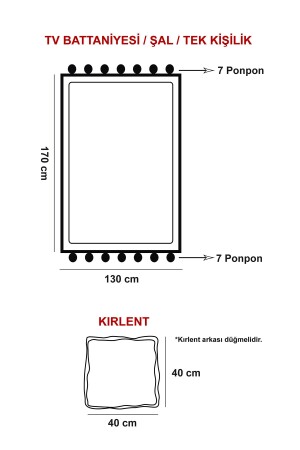 Ponponlu Triko Tv Battaniyesi ve Kırlent Seti Beyaz Q-BAT-48719 - 6
