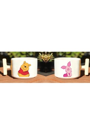 Pooh & Piglet Bedrucktes „Dear Couple“-Paar aus 2 weißen Bechern mit T-Griff T-cup00000012 - 2