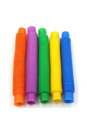 Pop Tube Eğitici Uzayıp Kısalan Borular Stres Giderici Renkli Birleştirme Oyunu 7 Li Set - 5