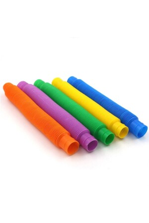 Pop Tube Eğitici Uzayıp Kısalan Borular Stres Giderici Renkli Birleştirme Oyunu 7 Li Set - 6