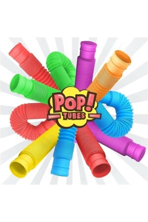 Pop Tube Eğitici Uzayıp Kısalan Borular Stres Giderici Renkli Birleştirme Oyunu 7 Li Set - 9