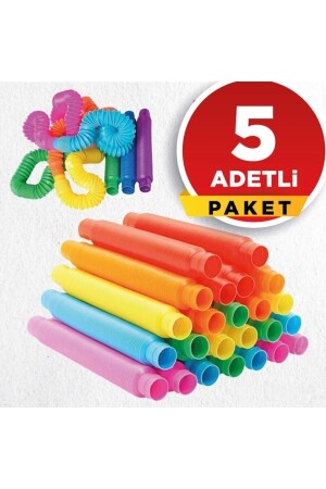 Pop Tubes Pop Tube Popit 5 Adet Esnek Tüp Boru Eğitici Duygusal Oyuncak - 2