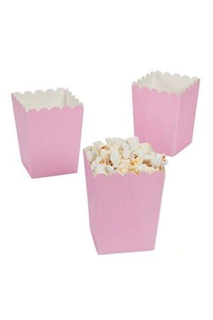 Popcorn Kutusu ( Mısır - Cips Kutusu ) 8 Adet Pembe - 1