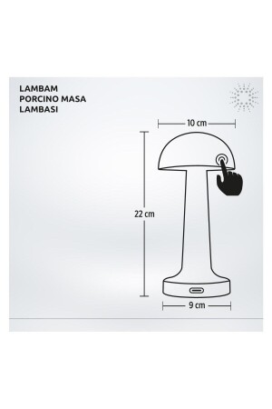 Porcıno Dokunmatik 3 Renkli Dimli Şarjlı Mantar Masa Lambası TYCGR4ONON168854876531203 - 9