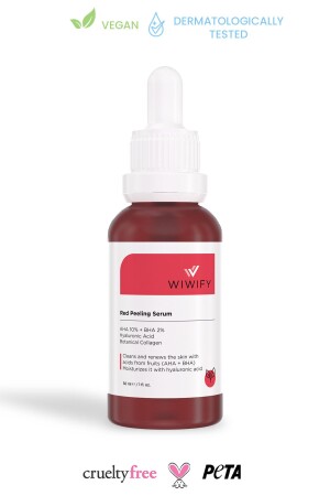 Porenstraffendes Anti-Akne-erneuerndes pflanzliches Kollagen-Peeling-Serum (aha10 % + Bha2 %) 30 ml ROTES PEELING-SERUM - 2