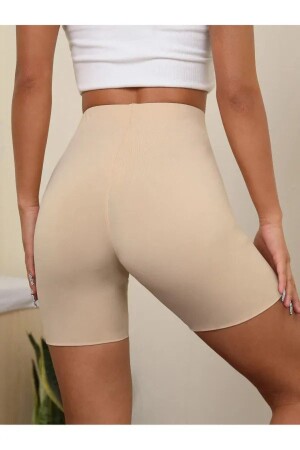 Porfy Hip Effect Laser Cut Cuffed Corset Extra Tight Short Shorts Nude Color - 1