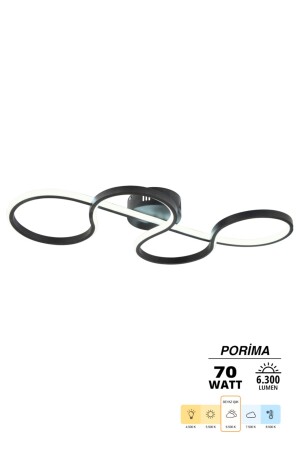 Porima Schwarze moderne Pendelleuchte, weißes Licht, Wohnzimmer, Küche, Flur, LED-Kronleuchter PORMA04 - 4