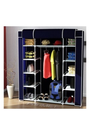 المجلس المنزلي البحري الأزرق من الأقمشة مع رفات جانبيين مزدوجة - PORMET