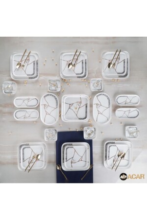 Porselen 25 Parça Kare Brunch Set Desen 1 Njt-012255-1 ACR-000378 - ACAR
