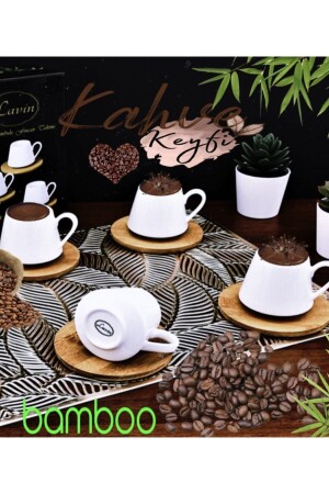 Porselen Bambu Tabak Kahve Fincan Takımı 2592 lvn02592 - 4