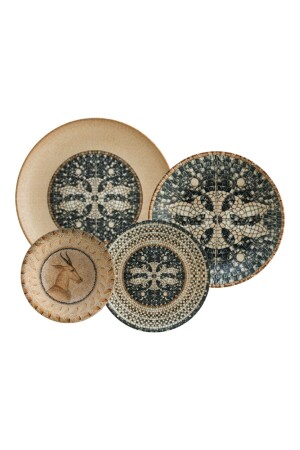 Porselen Mezopotamya Mozaik 24 Parça Yemek Seti PRA-4800805-4840 - 2