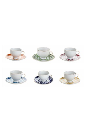 Porselen Morocco Karışık Renk Kahve Fincan Takımı 12 Parça 04A-P021272 - Porland